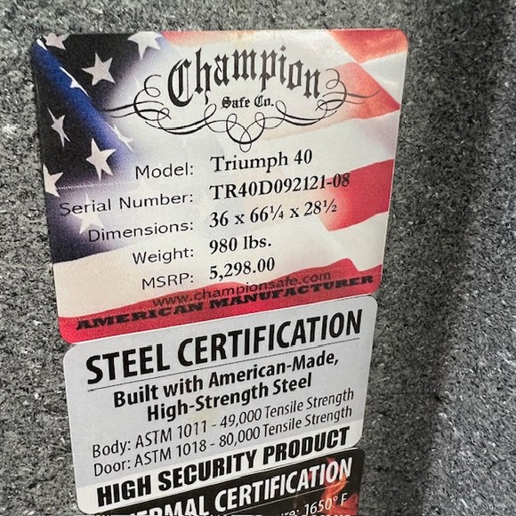 Champion Triumph 40 Gun Safe - CLEARANCE, photo 6