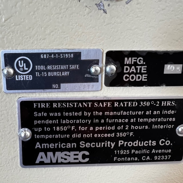 USED Amsec CE1814 TL-15 Safe