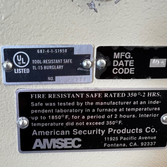USED Amsec CE1814 TL-15 Safe, photo 5